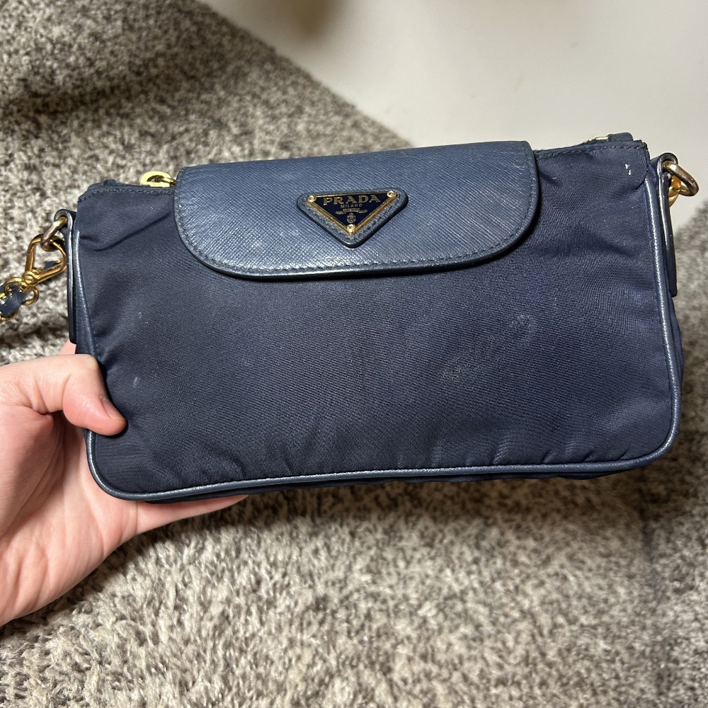 Prada Navy Blue Chain Crossbody Bag - Picture 2 of 15